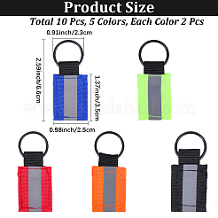 10Pcs 5 Colors Rectangle Polyester Pendant Keychains&nbsp;KEYC-CN0001-13