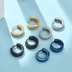 女性用304ステンレスフープイヤリング  イオンプレーティング（ip）  ミックスカラー  12.5x4mm  12ペア/セット&nbsp;EJEW-U066-01