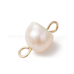 6Pcs 2 Colors Natural Freshwater Pearl Potato Connector Charms with 304 Stainless Steel Double Loops&nbsp;PALLOY-JF04947