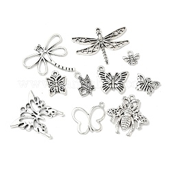 50pcs10スタイルチベットスタイルペンダント  鉛フリー＆カドミウムフリー  昆虫チャーム  アンティークシルバー  10.5~25.5x10~35x1~2.5mm  穴：1.2~2mm  5個/スタイル&nbsp;TIBEP-FP0001-15