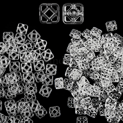 プラスチックスナップボタン100組  衣服のボタン  ミシンアクセサリー  正方形  透明  7.5x7.5x3mm&nbsp;BUTT-CY0001-03