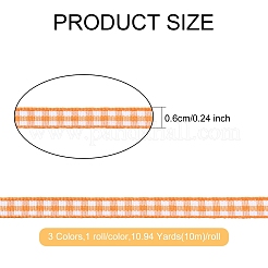 3ロール3色ポリエステルリボン  タータンリボン  ミックスカラー  1/4インチ（6mm）  約10.94ヤード（10m）/ロール  1ロール/色&nbsp;OCOR-YW0001-12A