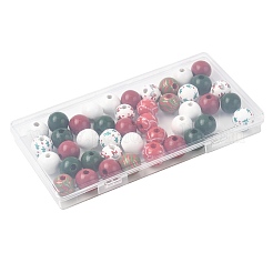 50Pcs 7 Colors Christmas Spray Painted Wood European Beads&nbsp;WOOD-FS0002-43