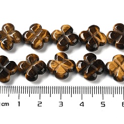 天然石タイガーアイビーズ連売り  花  13~14x13~14x5~5.5mm  穴：1.2mm  約15個/連  7.95''（20.2センチメートル）&nbsp;G-M418-D04-01