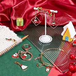 8個 8スタイル クリスマステーマ 合金エナメルペンダントデコレーション  亜鉛合金カニカン付き  ミックスカラー  33mm  1個/スタイル&nbsp;HJEW-NB0001-47