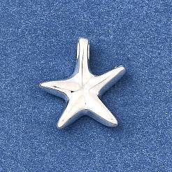 スターリングシルバーのヒトデチャーム925個、スタンプ925個付き  銀  11.5x11x2.5mm  穴：1x2mm&nbsp;STER-I022-02S