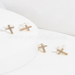 2 Pairs Brass Micro Pave Clear Cubic Zirconia Stud Earrings for Women&nbsp;EJEW-LP0001-57G