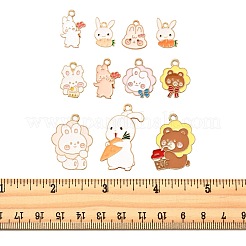 40本合金エナメルペンダント  花のチャームが付いたウサギ  ライトゴールド  カドミウムフリー＆鉛フリー  ミックスカラー  20x14x1.5mm  穴：1.8mm&nbsp;ENAM-FS0002-40