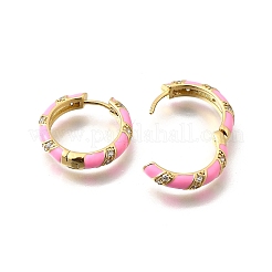 Brass Micro Pave Clear Cubic Zirconia Huggie Hoop Earrings&nbsp;EJEW-H121-22G-05