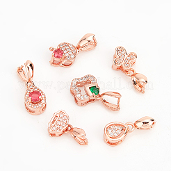 12Pcs 6 Style Long-Lasting Plated Brass Micro Pave Cubic Zirconia Ice Pick Pinch Bails&nbsp;ZIRC-NB0002-04