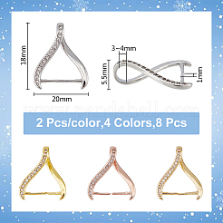 8Pcs 4 Colors Rack Plating Brass Micro Pave Cubic Zirconia Ice Pick Pinch Bails&nbsp;KK-FH0006-29