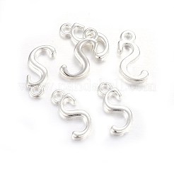 シルバーカラーメッキアロイレターペンダント  ラックめっき  カドミウムフリー＆鉛フリー  文字.s  14x7x2mm  穴：1.5mm&nbsp;X-PALLOY-J718-01S-S