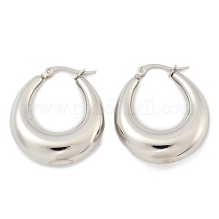 変色しない304ステンレススチール製チャンキーフープピアス（女性用）  ステンレス鋼色  32x28x10mm  ピン：0.6mm&nbsp;X-EJEW-F280-06E-P