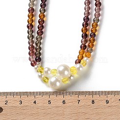 Plastic Imitation Pearl & Glass Round Beaded Long Necklaces for Women&nbsp;NJEW-A045-06