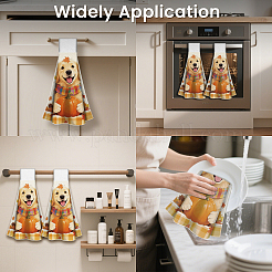 マイクロファイバーハンギングタオル  キッチン用  犬  345x315mm  2個/セット&nbsp;AJEW-WH0536-042