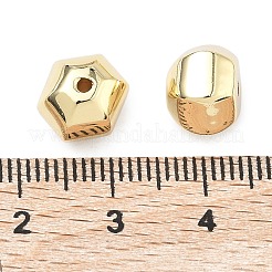 六角真鍮ビーズ  長持ちメッキ  ラックめっき  鉛フリー＆カドミウムフリー  18KGP本金メッキ  10x9x8mm  穴：1.4mm&nbsp;KK-C251-19G