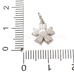 304ステンレススチールマイクロパヴェクリアキュービックジルコニアチャーム  花のチャーム  ステンレス鋼色  11x10x2mm  穴：4mm&nbsp;CU-CBAB6EC-24P