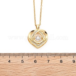 女性用304ステンレスネックレス  キュービックジルコニアペンダント  ハート  ゴールドカラー  長さ15.94インチ(40.5cm)+60mmエクステンダー&nbsp;NJEW-R015-04G