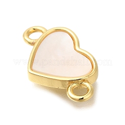 Brass Pave Shell Heart Connector Charms&nbsp;KK-R002-28G