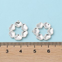 925スターリングシルバーペンダント  ハートのチャームが付いた花  銀  16x14x1.3mm  穴：0.6mm&nbsp;STER-C004-01S