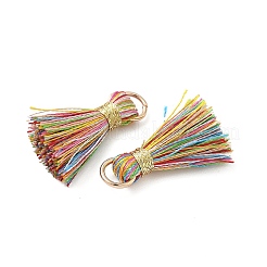 ポリエステルペンダント  タッセル  金色の鉄の丸カンで  カラフル  23~25x14~20x7~10mm  穴：4.5mm&nbsp;FIND-D301-01G-01