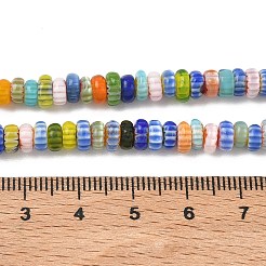 手作りのミルフィオーリ ランプワーク ビーズ  ロンデル  ミックスカラー  5~8x3~3.5mm  穴：1mm  約148個/連  15.71''（39.9センチメートル）&nbsp;LAMP-D009-01A