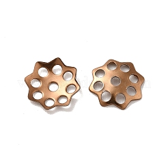 イオンプレーティング（IP）304ステンレススチールビーズキャップ  花  マルチ花弁  コーヒーゴールデン  10.5x10x1.5mm  穴：1mm&nbsp;STAS-F075-23CG