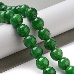 天然石馬山ジェイドラウンドビーズ連売り  染め  濃い緑  10mm  穴：1mm  約41個/連  15.7インチ&nbsp;G-D263-10mm-XS13