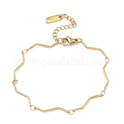 Twisted 304 Stainless Steel Bar Link Chains Bracelets for Women&nbsp;BJEW-D456-04G