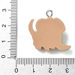 クリスマステーマの不透明樹脂ペンダント  プラチナ鉄ループ付き  犬  25x21x10mm  穴：2mm&nbsp;RESI-I344-04P-04