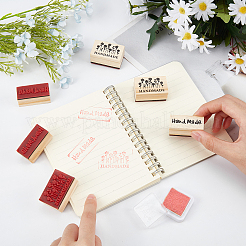 8Pcs 2 Styles Wooden Stamps&nbsp;DIY-OC0005-80