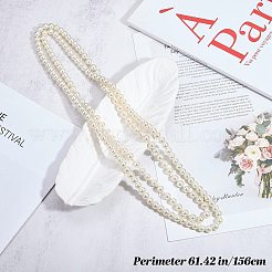 Baking Paint Pearlized Glass Pearl Round Beaded Long Necklaces&nbsp;NJEW-SW00066-03