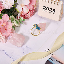 1個の天然宝石ナゲットビーズ合金カフリング  ゴールドカラー  内径：19~21mm&nbsp;RJEW-PH0001-15B