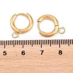 316ステンレススチール製ハギーフープピアス金具  カン付き  イオンプレーティング（ip）  長持ちメッキ  ゴールドカラー  13x2.5mm  穴：2.5mm  ピン：1mm&nbsp;X-EJEW-B158-01A-G