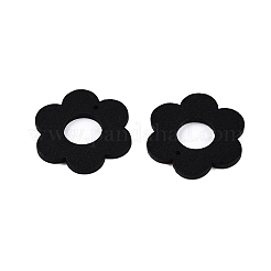 ポプラウッドペンダント  染め  花  ブラック  29.5x27x2mm  穴：1.4mm&nbsp;WOOD-N016-21A
