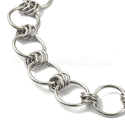 変色しない304ステンレススチールリングリンクチェーンブレスレット  ステンレス鋼色  7-5/8インチ（19.4cm）&nbsp;BJEW-TA00334-04