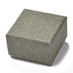 四角い紙のアクセサリー箱  スナップカバー  スポンジマット付き  指輪とブレスレットの包装用  オリーブ  5.8x5.8x3.9cm&nbsp;X1-CON-G013-01C