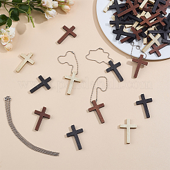 102Pcs Cross Wood Pendant Decorations&nbsp;DIY-GO0002-52