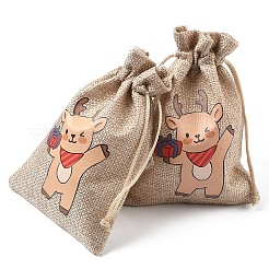 30Pcs 15 Styles Christmas Printed Jute Cloth Storage Pouches&nbsp;ABAG-YW0001-10