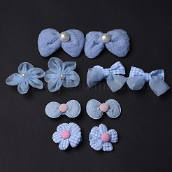 5 Pair 5 Style Bowknot & Flower Polyester Alligator Hair Clips&nbsp;PHAR-C012-01D