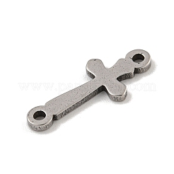 201ステンレススチールコネクタチャーム  宗教クロスリンク  ステンレス鋼色  17x7x1mm  穴：1.2mm&nbsp;STAS-S146-09P