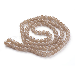 ジェイド風ガラスビーズ連売り  スプレー塗装  ラウンド  淡い茶色  8mm  穴：1.3~1.6mm  約100個/連  31.4インチ&nbsp;X-DGLA-S076-8mm-28