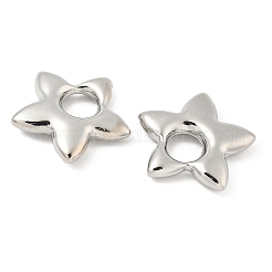 スター真鍮チャーム  ラックめっき  長持ちメッキ  カドミウムフリー＆鉛フリー  プラチナ  32x33.5x6.5mm  穴：10mm&nbsp;KK-M327-09P