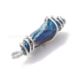 Electroplated Natural Quartz Crystal Dyed Copper Wire Wrapped Pendants&nbsp;PALLOY-JF02327-05
