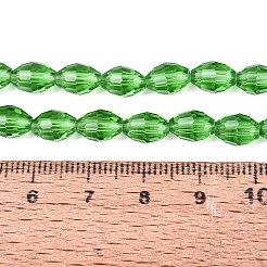 透明ガラスビーズ連売り  ライス  多面カット  ライムグリーン  8~9x5~6mm  穴：0.9~1mm  約67~68個/連  22.83~23.62インチ（58~60cm）&nbsp;GLAA-N071-01A-A10