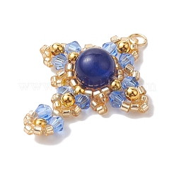 Natural Malaysia Jade(Dyed) & Glass & Brass Beaded Pendants&nbsp;PALLOY-MZ00266-05