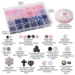 DIYブレスレット作りキット  アクリルビーズ入り  弾性ストリング  バイコーン＆ハート＆ポリゴン＆ランタン＆スター＆キューブ＆フラワー  ミックスカラー  6~26x0.8~23x0.8~11.5mm  穴：1~2.5mm  688個/セット&nbsp;DIY-FS0005-14