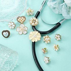 花の合金と樹脂のエナメル聴診器ペンダント装飾12個  304ステンレススチール製金具付き  ゴールドカラー  13~18mm&nbsp;HJEW-SW00237