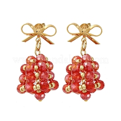 Christmas Bell Brass Dangle Stud Earrings&nbsp;EJEW-MZ00495-01