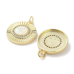 Brass Micro Pave Clear Cubic Zirconia Pendants&nbsp;KK-L213-041G-01